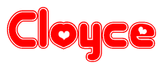 The image displays the word Cloyce written in a stylized red font with hearts inside the letters.