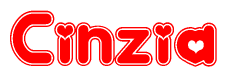 The image displays the word Cinzia written in a stylized red font with hearts inside the letters.