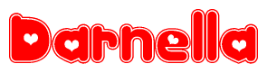 The image displays the word Darnella written in a stylized red font with hearts inside the letters.