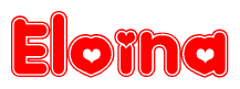 The image is a clipart featuring the word Eloina written in a stylized font with a heart shape replacing inserted into the center of each letter. The color scheme of the text and hearts is red with a light outline.
