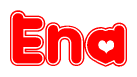 The image is a clipart featuring the word Ena written in a stylized font with a heart shape replacing inserted into the center of each letter. The color scheme of the text and hearts is red with a light outline.