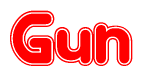 The image displays the word Gun written in a stylized red font with hearts inside the letters.