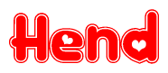 The image displays the word Hend written in a stylized red font with hearts inside the letters.