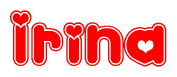 The image displays the word Irina written in a stylized red font with hearts inside the letters.