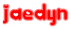The image displays the word Jaedyn written in a stylized red font with hearts inside the letters.
