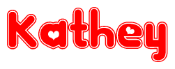 The image displays the word Kathey written in a stylized red font with hearts inside the letters.