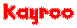 The image displays the word Kayroo written in a stylized red font with hearts inside the letters.