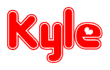 The image is a clipart featuring the word Kyle written in a stylized font with a heart shape replacing inserted into the center of each letter. The color scheme of the text and hearts is red with a light outline.