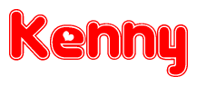 The image is a clipart featuring the word Kenny written in a stylized font with a heart shape replacing inserted into the center of each letter. The color scheme of the text and hearts is red with a light outline.