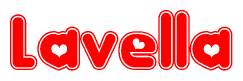 The image displays the word Lavella written in a stylized red font with hearts inside the letters.
