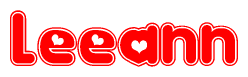 The image displays the word Leeann written in a stylized red font with hearts inside the letters.