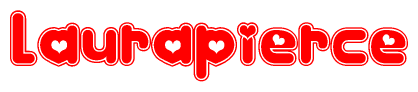 The image displays the word Laurapierce written in a stylized red font with hearts inside the letters.