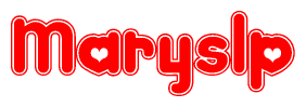 The image displays the word Maryslp written in a stylized red font with hearts inside the letters.