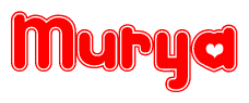 The image is a clipart featuring the word Murya written in a stylized font with a heart shape replacing inserted into the center of each letter. The color scheme of the text and hearts is red with a light outline.