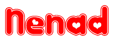 The image displays the word Nenad written in a stylized red font with hearts inside the letters.