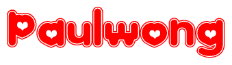 The image displays the word Paulwong written in a stylized red font with hearts inside the letters.