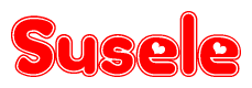 The image is a clipart featuring the word Susele written in a stylized font with a heart shape replacing inserted into the center of each letter. The color scheme of the text and hearts is red with a light outline.