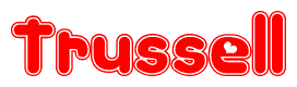 The image is a clipart featuring the word Trussell written in a stylized font with a heart shape replacing inserted into the center of each letter. The color scheme of the text and hearts is red with a light outline.