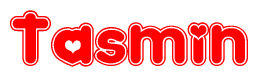 The image displays the word Tasmin written in a stylized red font with hearts inside the letters.
