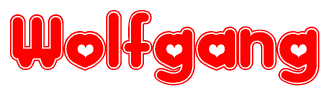 The image displays the word Wolfgang written in a stylized red font with hearts inside the letters.
