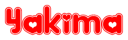 The image displays the word Yakima written in a stylized red font with hearts inside the letters.