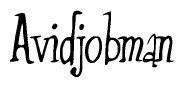 The image contains the word 'Avidjobman' written in a cursive, stylized font.
