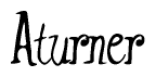 The image contains the word 'Aturner' written in a cursive, stylized font.