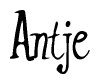 The image contains the word 'Antje' written in a cursive, stylized font.