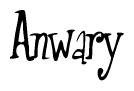 The image is a stylized text or script that reads 'Anwary' in a cursive or calligraphic font.