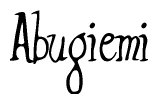 The image is a stylized text or script that reads 'Abugiemi' in a cursive or calligraphic font.