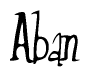 The image is of the word Aban stylized in a cursive script.