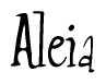 The image is a stylized text or script that reads 'Aleia' in a cursive or calligraphic font.