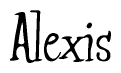 The image is of the word Alexis stylized in a cursive script.