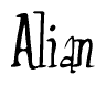 The image contains the word 'Alian' written in a cursive, stylized font.
