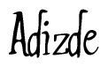 The image is of the word Adizde stylized in a cursive script.
