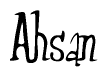 The image contains the word 'Ahsan' written in a cursive, stylized font.