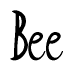 The image contains the word 'Bee' written in a cursive, stylized font.