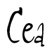 The image is of the word Cea stylized in a cursive script.