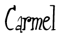 The image is of the word Carmel stylized in a cursive script.