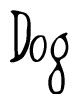 The image is a stylized text or script that reads 'Dog' in a cursive or calligraphic font.