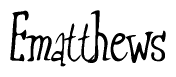 The image is a stylized text or script that reads 'Ematthews' in a cursive or calligraphic font.