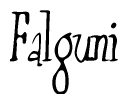 The image contains the word 'Falguni' written in a cursive, stylized font.