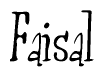 The image contains the word 'Faisal' written in a cursive, stylized font.