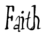 The image is a stylized text or script that reads 'Faith' in a cursive or calligraphic font.