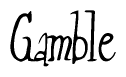 The image is a stylized text or script that reads 'Gamble' in a cursive or calligraphic font.