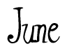 The image is of the word June stylized in a cursive script.