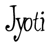 The image contains the word 'Jyoti' written in a cursive, stylized font.