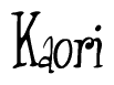 The image is of the word Kaori stylized in a cursive script.