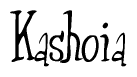 The image contains the word 'Kashoia' written in a cursive, stylized font.