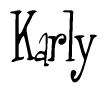 The image is a stylized text or script that reads 'Karly' in a cursive or calligraphic font.